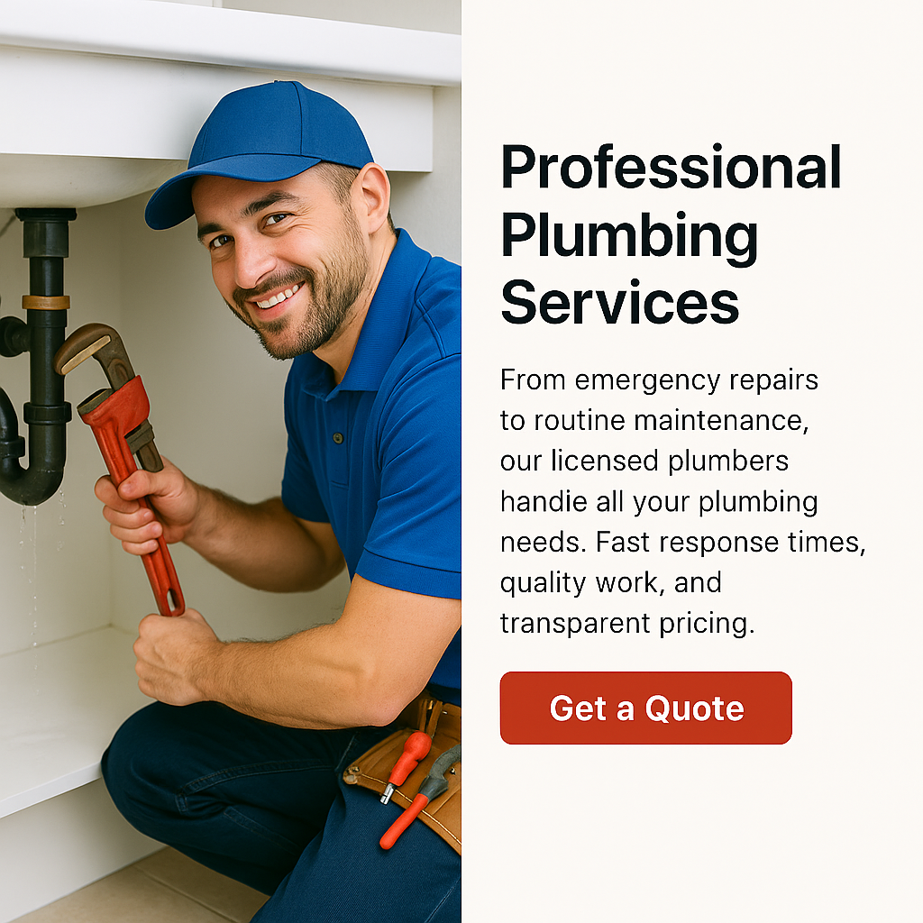 Professional plumber working on pipes